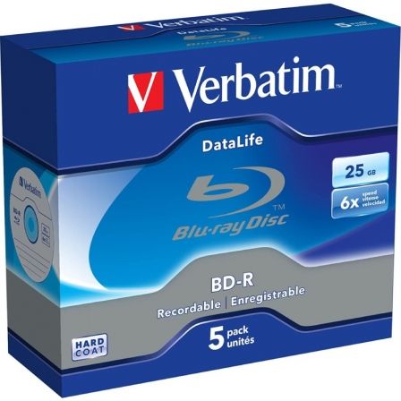 Verbatim BD-R Blu-Ray DataLife 6x 25GB - Pack de 5